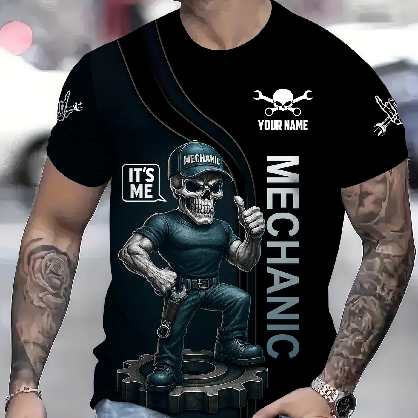 Blisscorners Personalized Mechanic Shirt, I Am Warranty, Skull Funny Design, Gift For Men