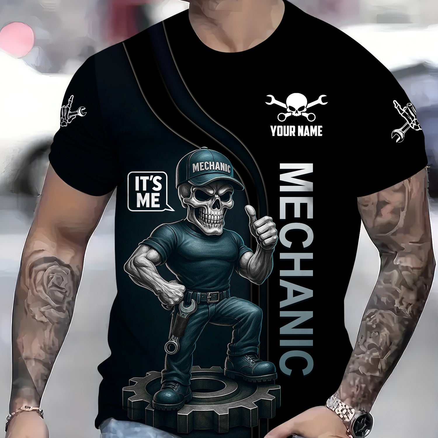 Blisscorners Personalized Mechanic Shirt, I Am Warranty, Skull Funny Design, Gift For Men