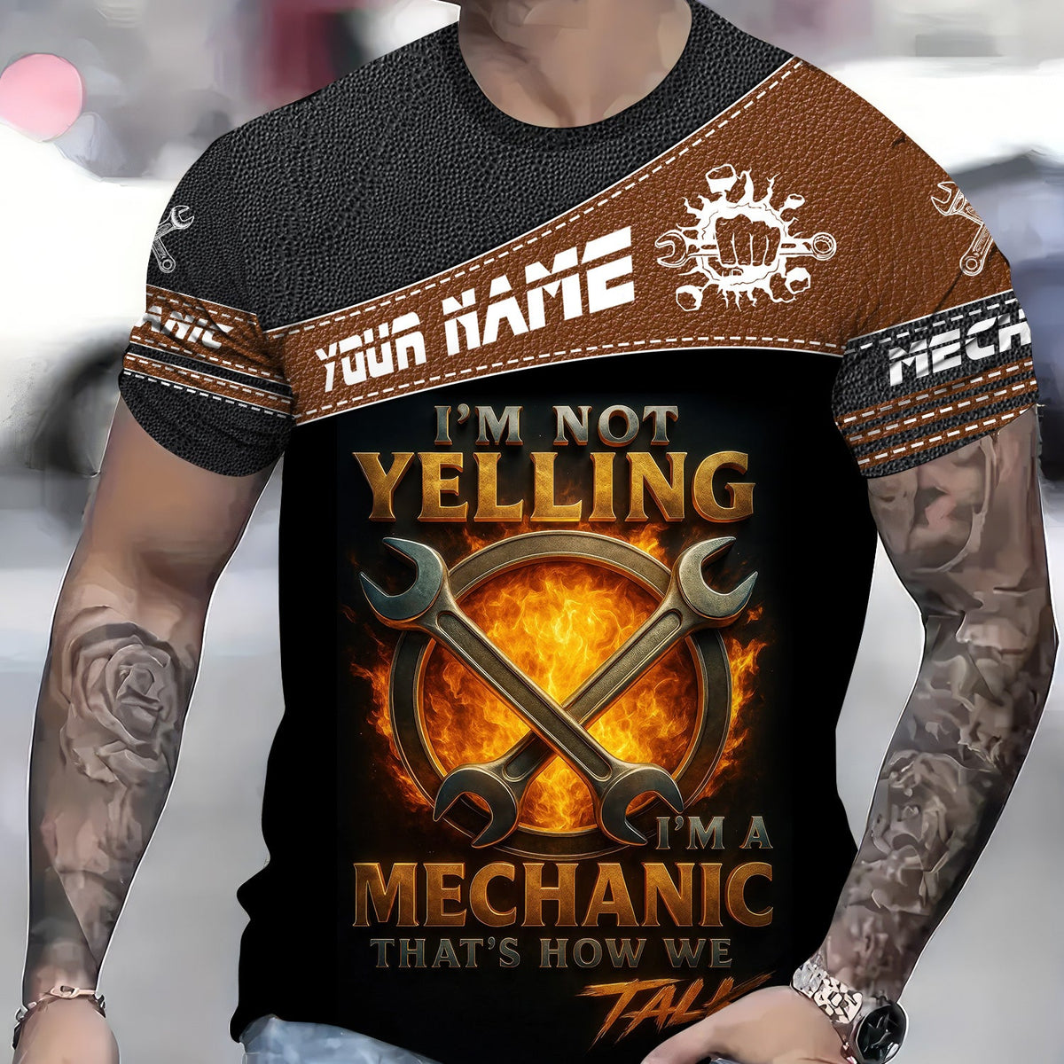Blisscorners Custom Name Mechanic Shirt I'm Not Yelling I'm A Mechanic That's How We Talk T Shirt