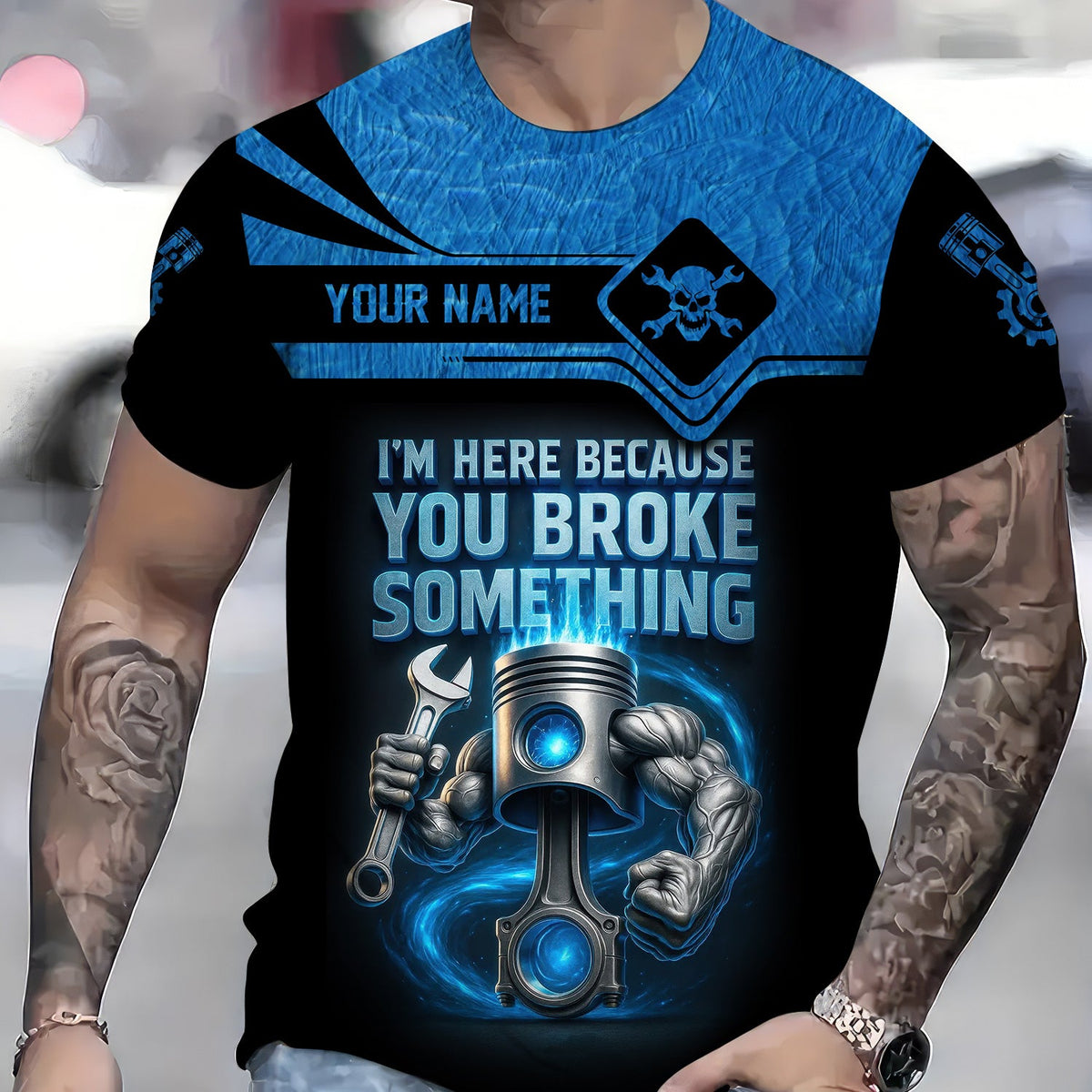 Blisscorners Custom Name Mechanic Shirt I'm Here Because You Broke Something T Shirt