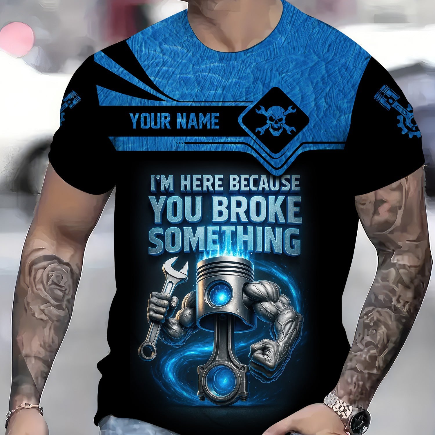 Blisscorners Custom Name Mechanic Shirt I'm Here Because You Broke Something T Shirt