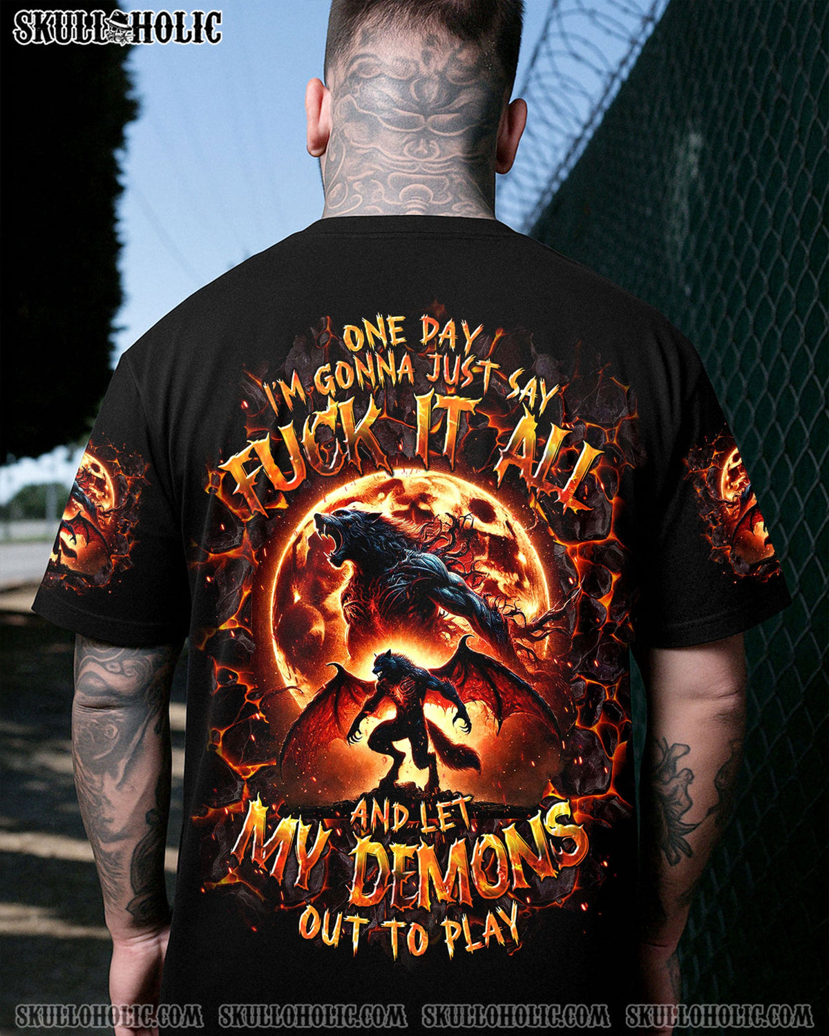 BLISSCORNERS ONE DAY I'M GONNA JUST SAY SKULL WOLF ALL OVER PRINT