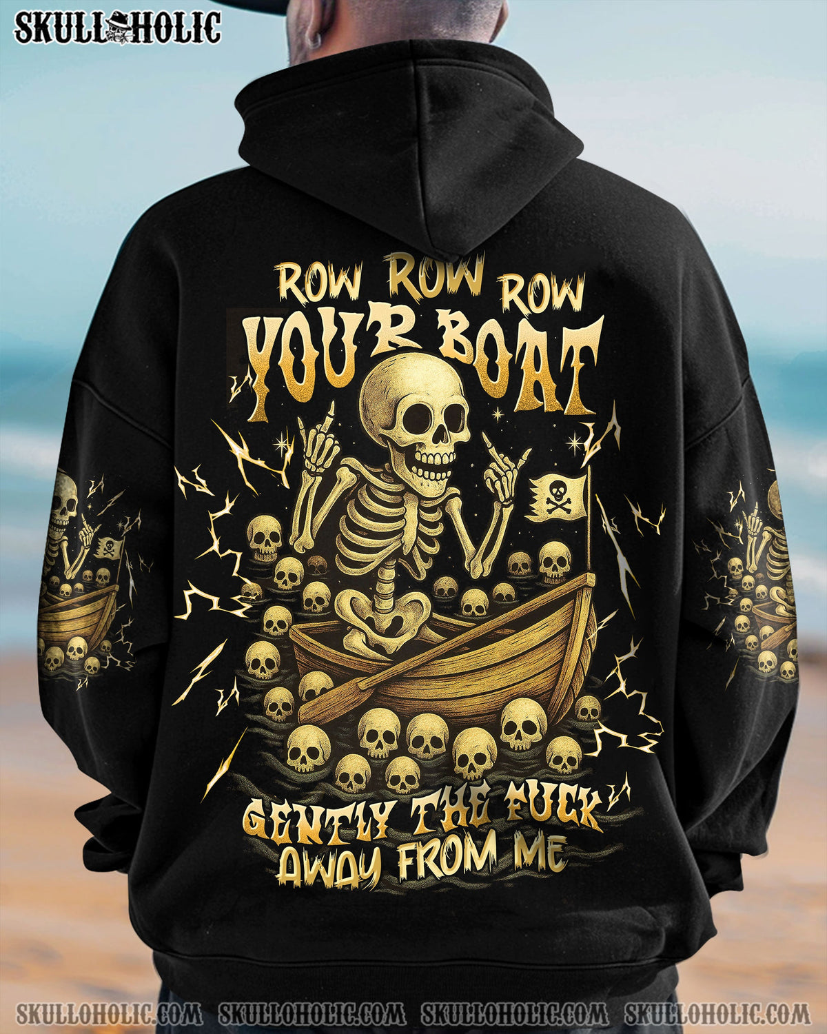 BLISSCORNERS ROW ROW ROW YOUR BOAT SKELETON ALL OVER PRINT