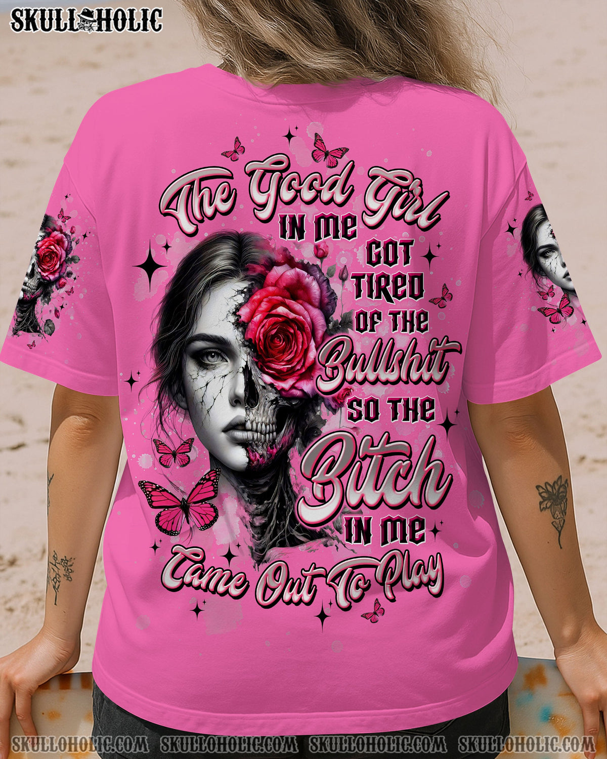 BLISSCORNERS IF YOU THINK THE THINGS I SAY OUT LOUD MESSY BUN SKULL TIE DYE ALL OVER PRINT