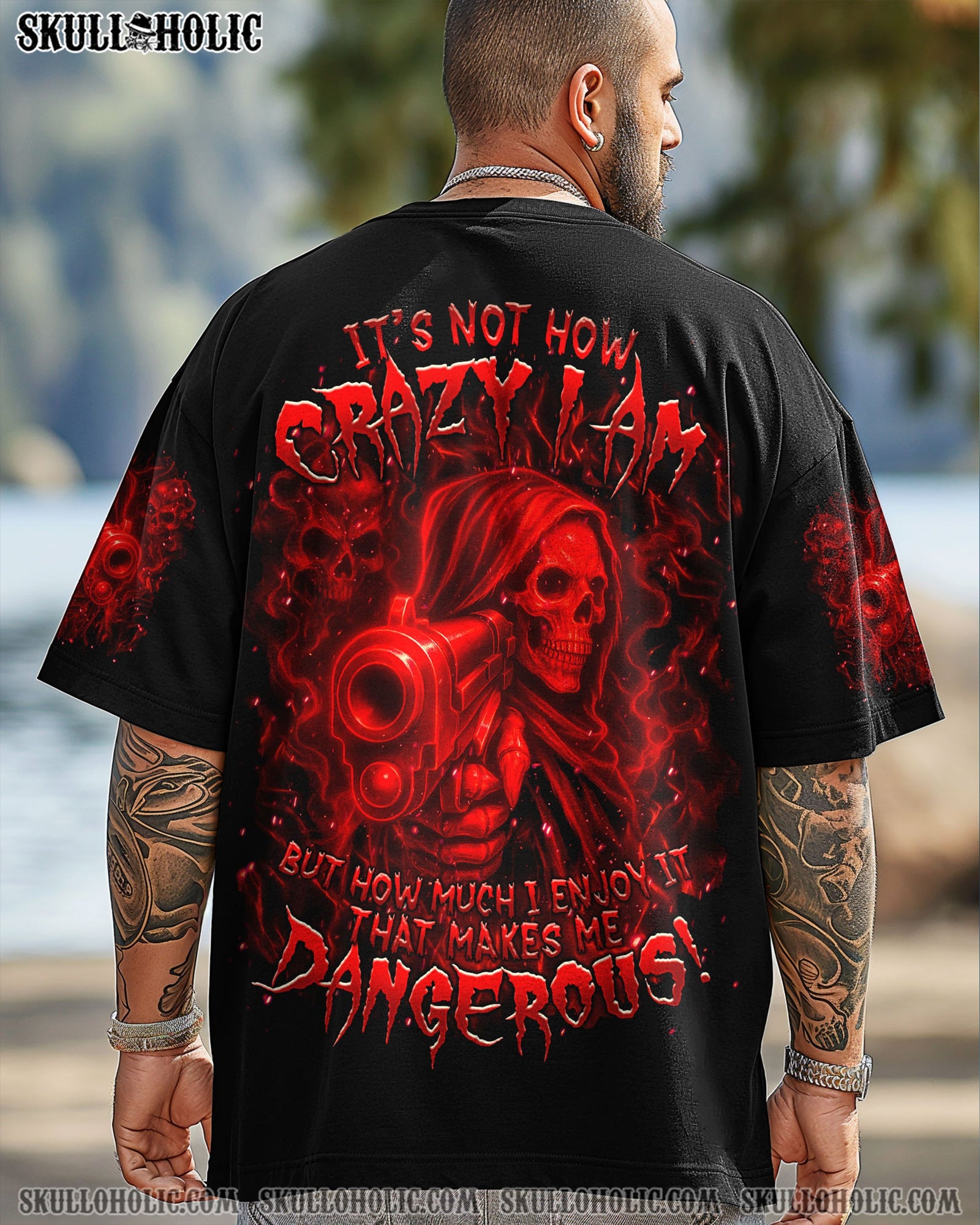 BLISSCORNERS IT'S NOT HOW CRAZY I AM REAPER SKULL ALL OVER PRINT