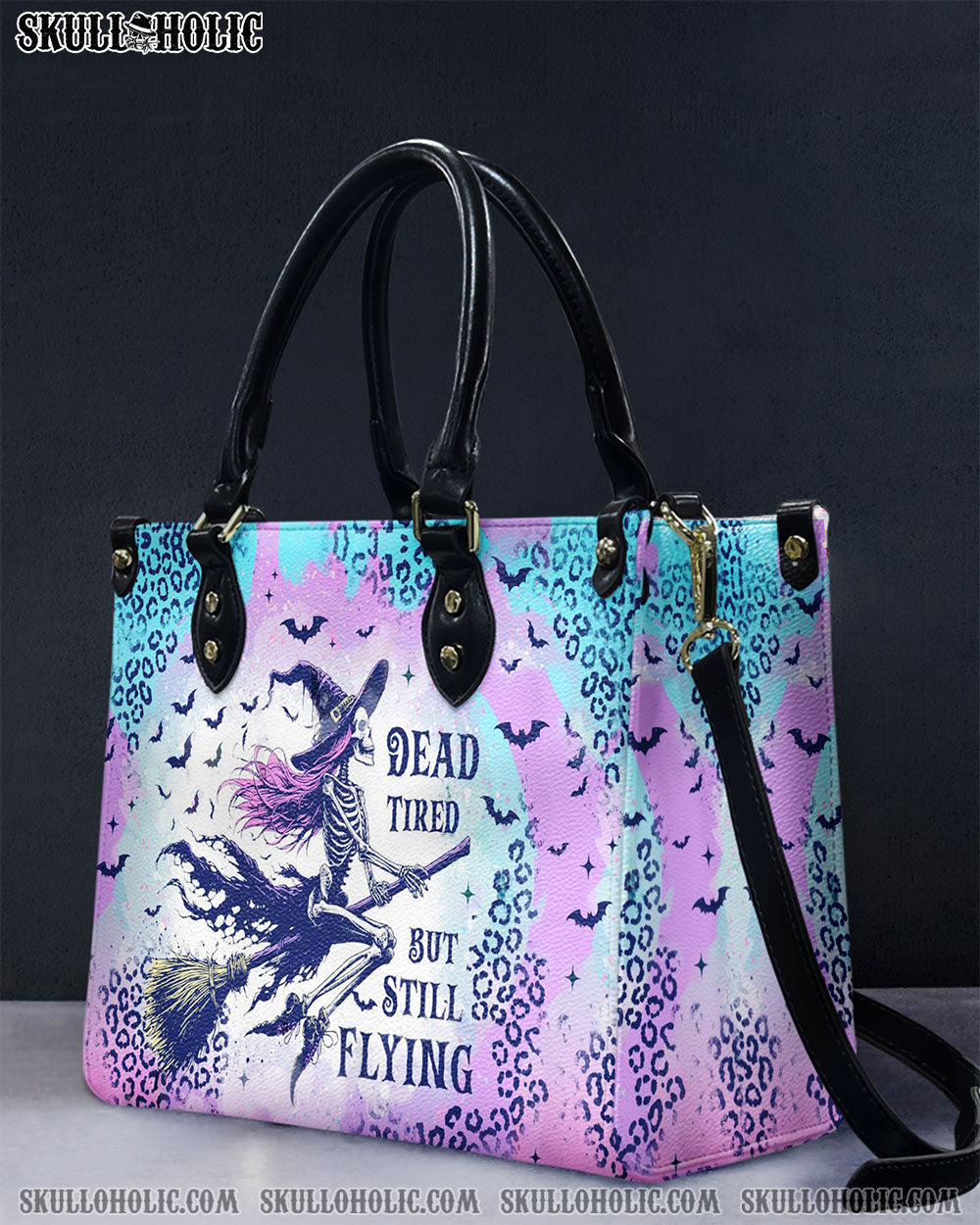 BLISSCORNERS SKELETON WITCH HALLOWEEN LEATHER HANDBAG