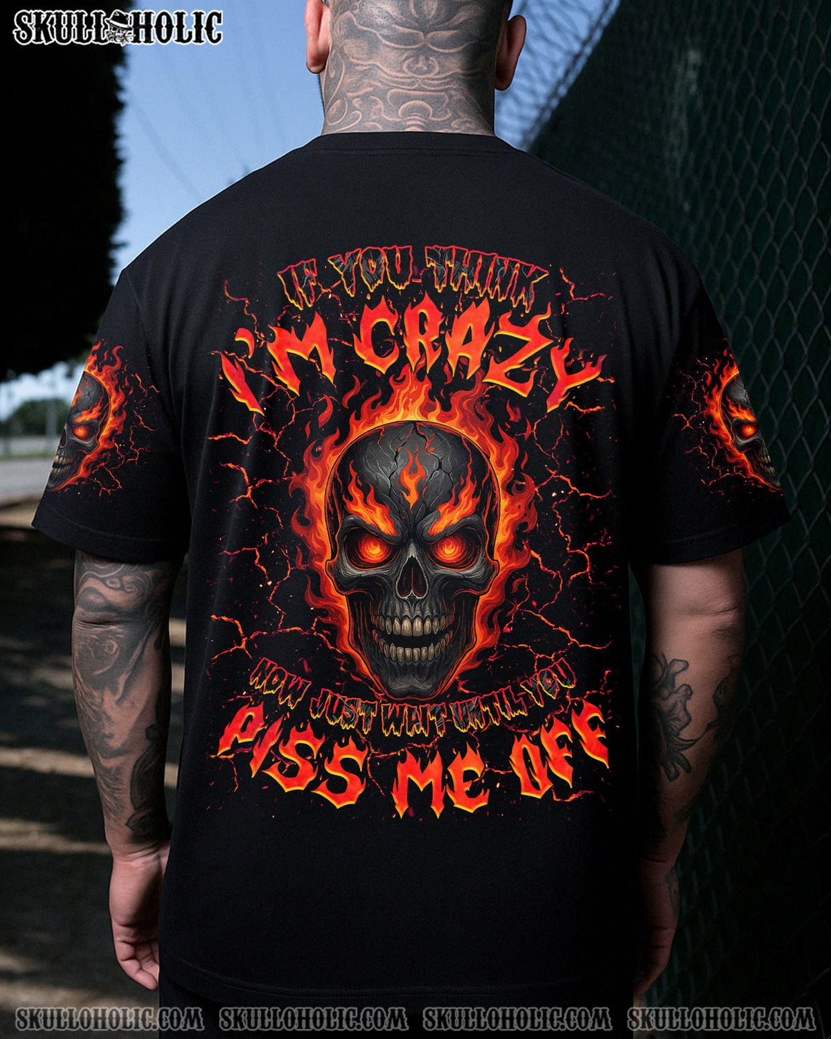 BLISSCORNERS IF YOU THINK I'M CRAZY FIRE SKULL ALL OVER PRINT