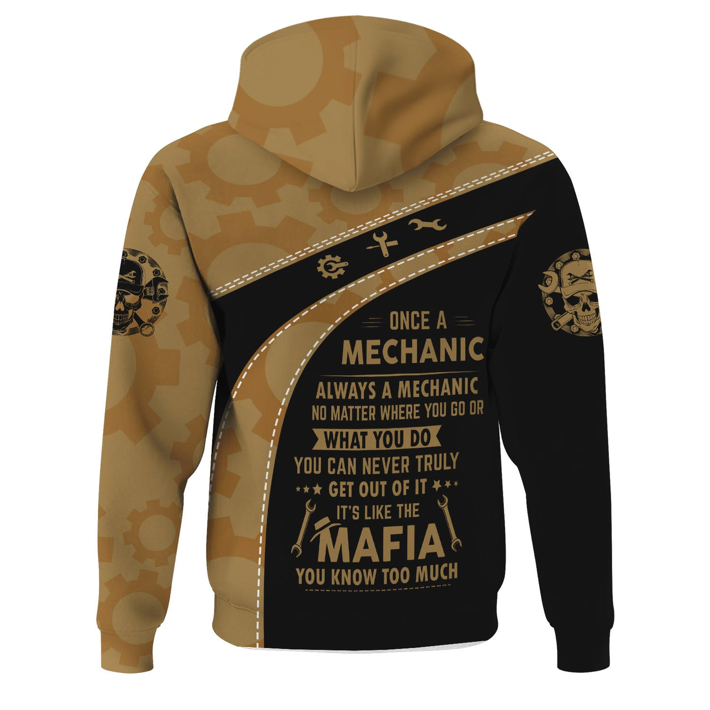 Blisscorners Personalized T-Shirt Once A Mechanic Always A Mechanic Skull with Wrench and Beer Design Shirt