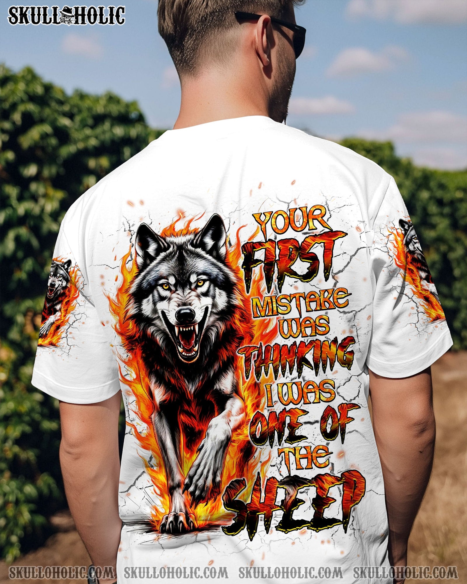 BLISSCORNERS YOUR FIRST MISTAKE WOLF FIRE ALL OVER PRINT