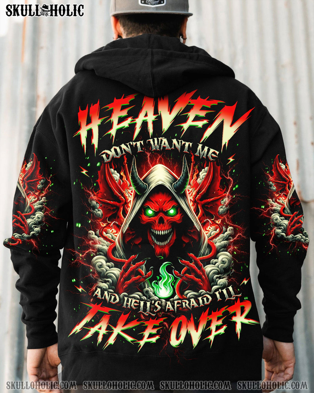 BLISSCORNERS HEAVEN DON'T WANT ME SKULL DEMON ALL OVER PRINT