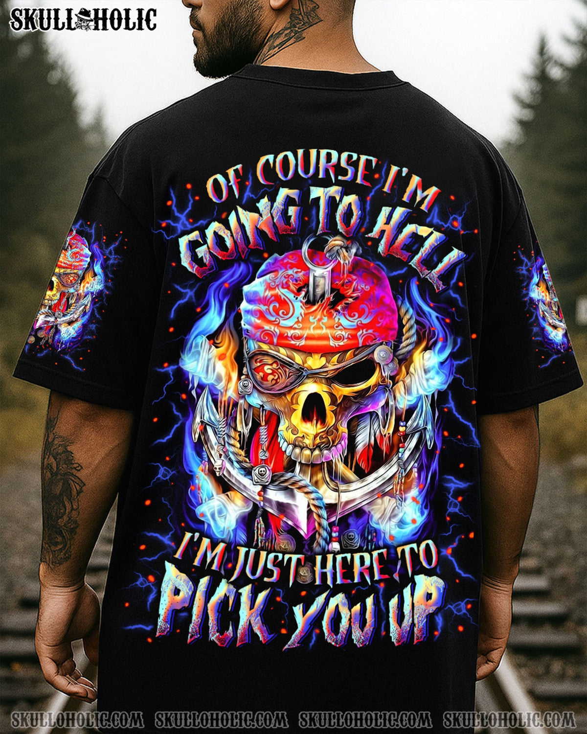 BLISSCORNERS OF COURSE I'M GOING TO HELL PIRATE SKULL ALL OVER PRINT