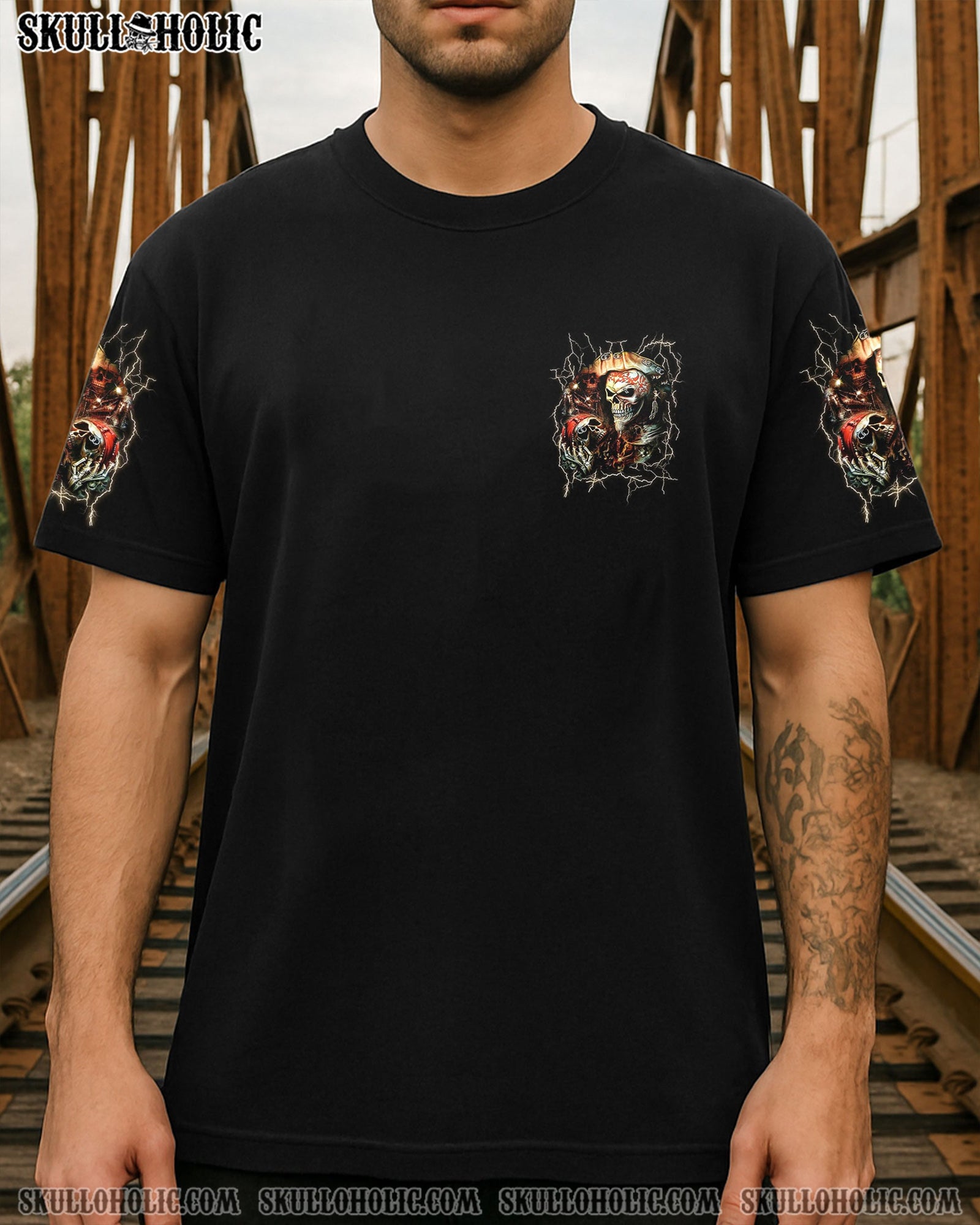 BLISSCORNERS I CAN'T GO TO HELL PIRATE SKULL ALL OVER PRINT