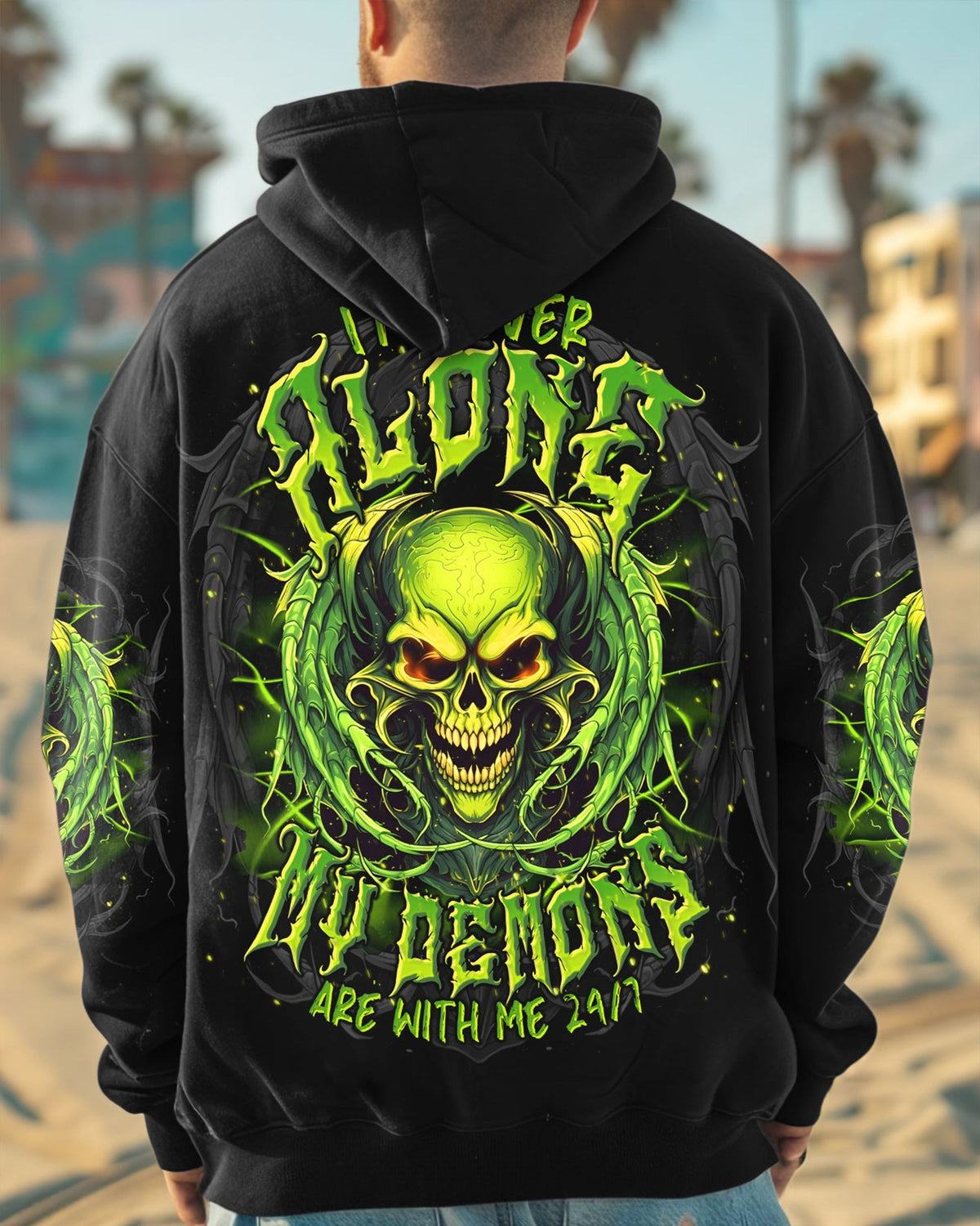 BLISSCORNERS I'M NEVER ALONE SKULL DEMON ALL OVER PRINT