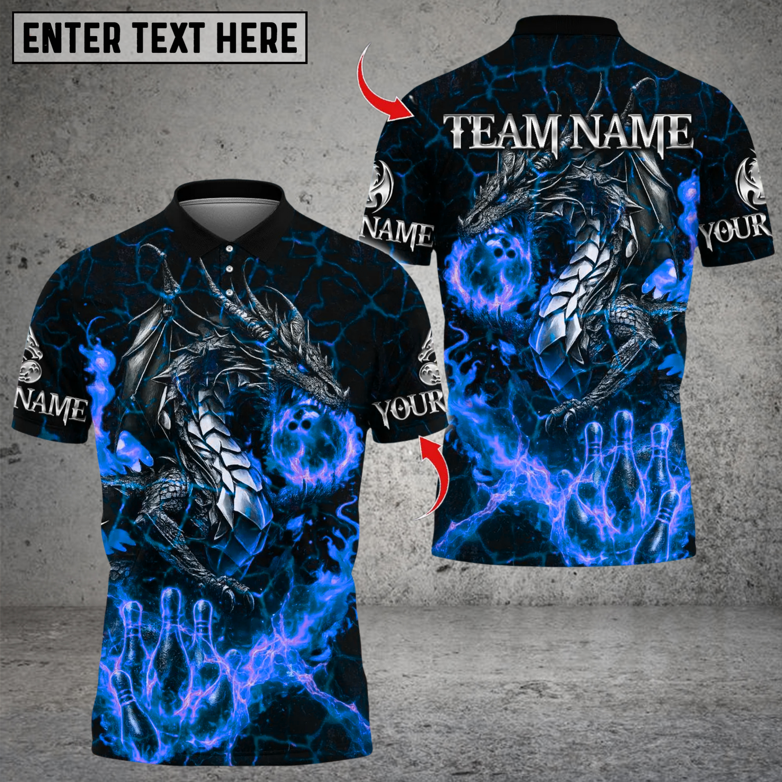 Blisscorners Metal Lava Dragon Bowling Multicolor Customized Name, Team Name 3D Shirts