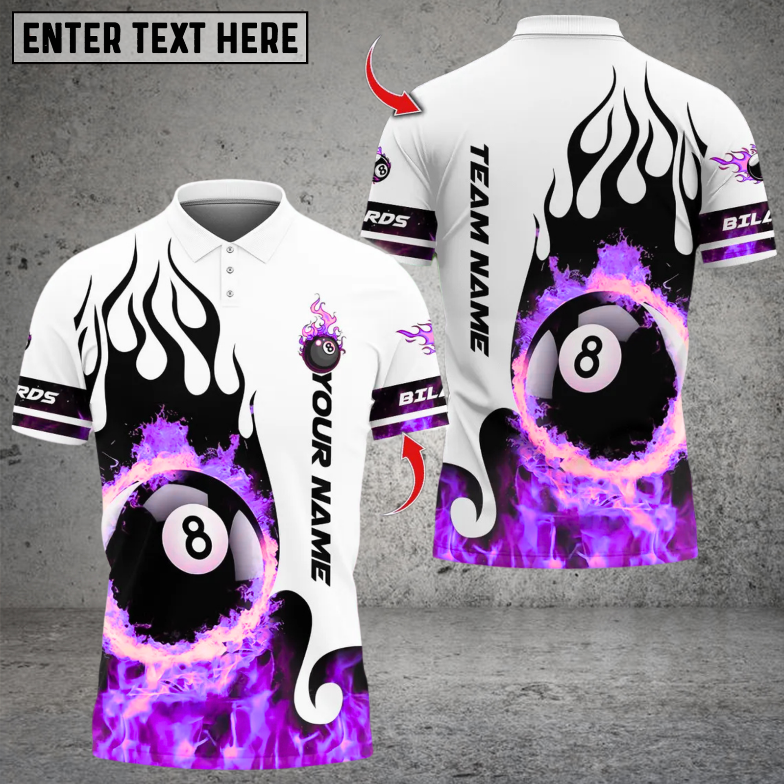 Blisscorners Billiards Ball 8 Fire Blaster Multicolor Customized Name, Team Name 3D Shirts