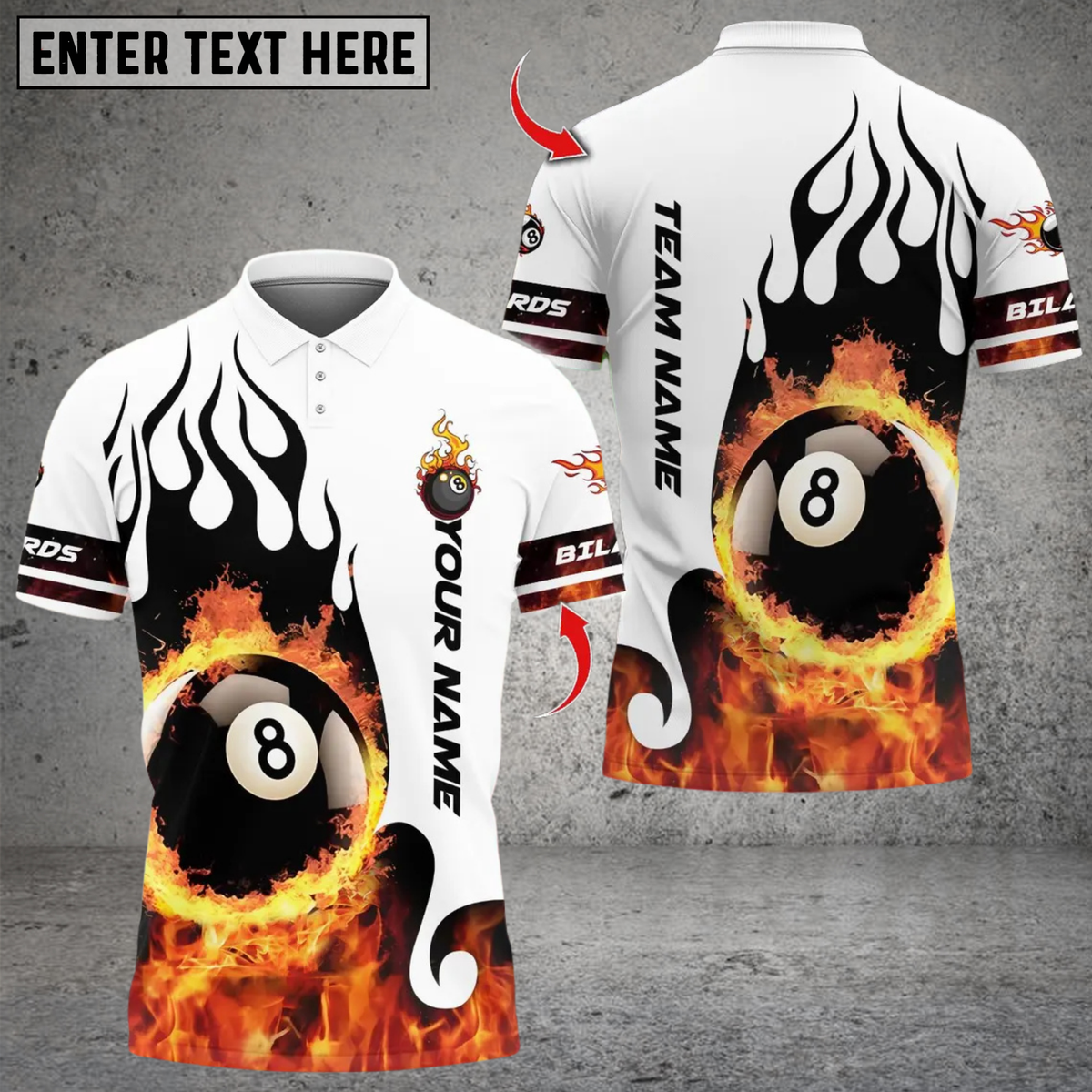 Blisscorners Billiards Ball 8 Fire Blaster Multicolor Customized Name, Team Name 3D Shirts