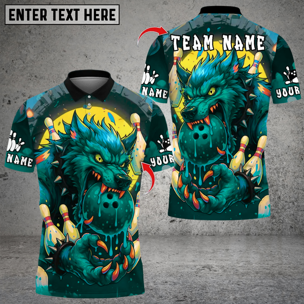 Blisscorners Bowling Savage Wolf Multicolor Customized Name, Team Name 3D Shirts