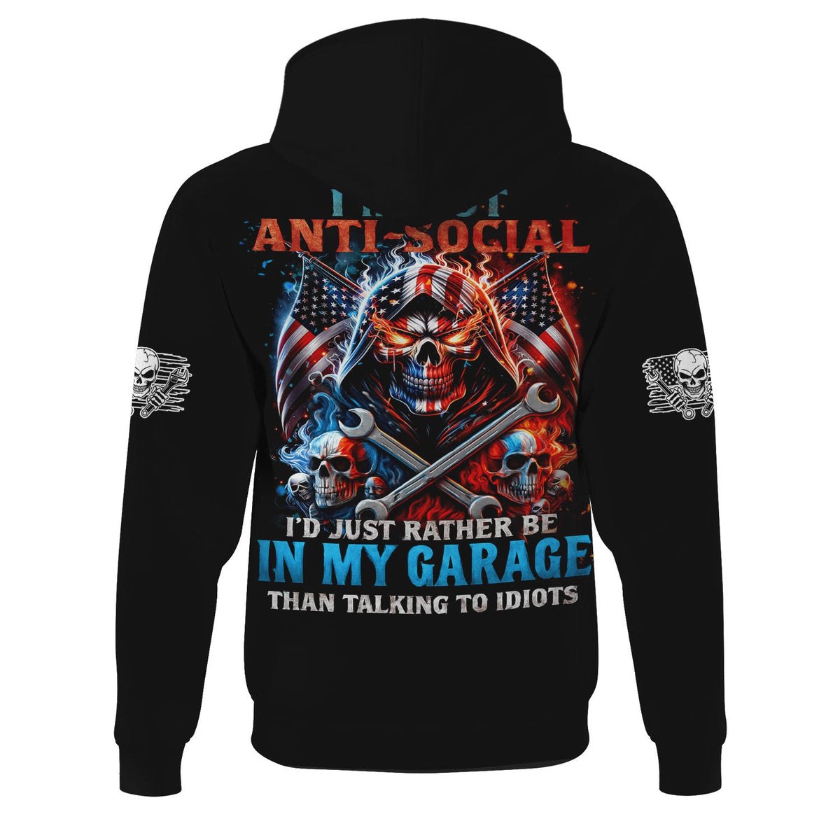 Blisscorners Custom Name Funny Mechanic Shirt I'd Just Rather Be In My Garage Than Talking to Idiots Hoodie Jacket For Mechanic