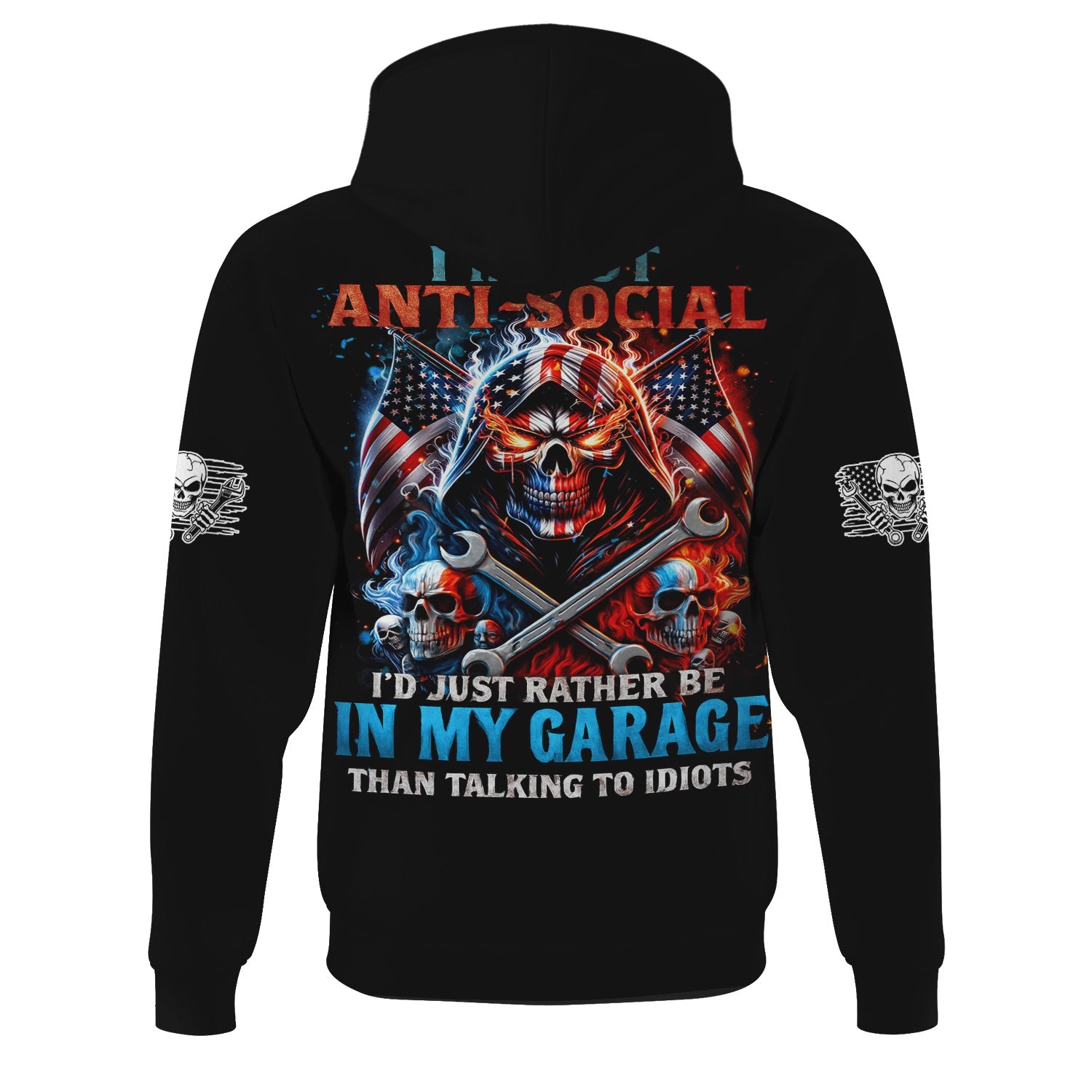 Blisscorners Custom Name Funny Mechanic Shirt I'd Just Rather Be In My Garage Than Talking to Idiots Hoodie Jacket For Mechanic