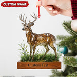Blisscorners Personalized Geometric Deer Christmas Ornament, Custom Name Buck Hunter Gift, Crystal Style Woodland Holiday Decor