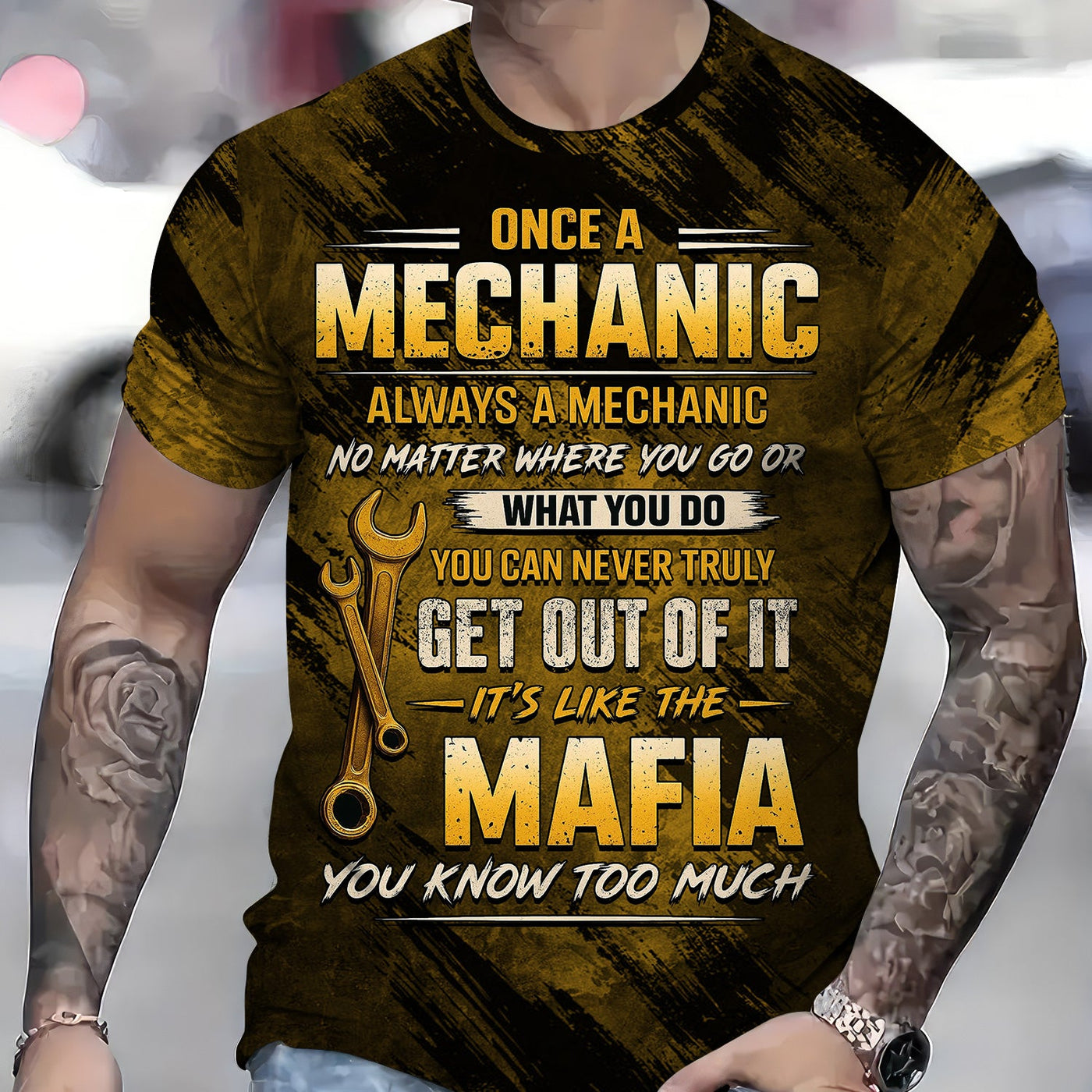 Blisscorners Once A Mechanic Always A Mechanic Shirt Funny Printed Vintage Mechanic Unisex T Shirt Wrenches Design