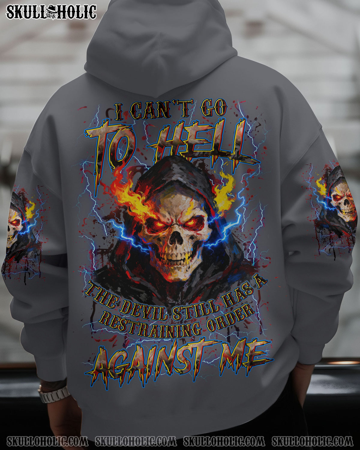 BLISSCORNERS I CAN'T GO TO HELL THUNDER SKULL ALL OVER PRINT