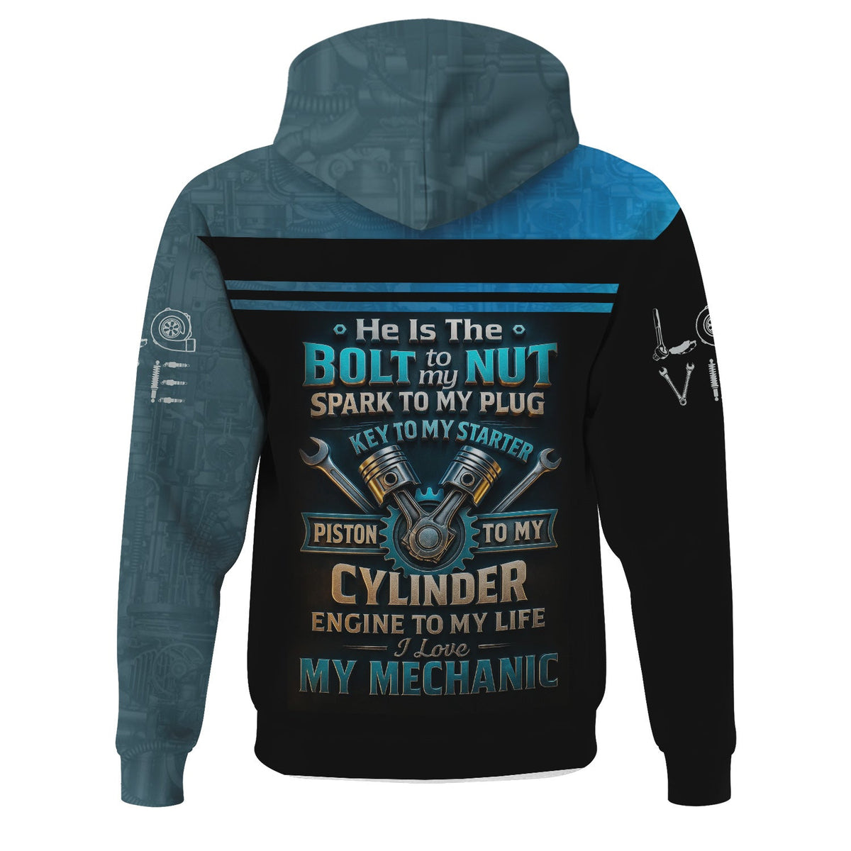 Blisscorners Personalized T-Shirt He Is The Bolt To My Nut, Funny Mechanic Couple Gift, Auto Mechanic Gift For Boyfriend Or Husband
