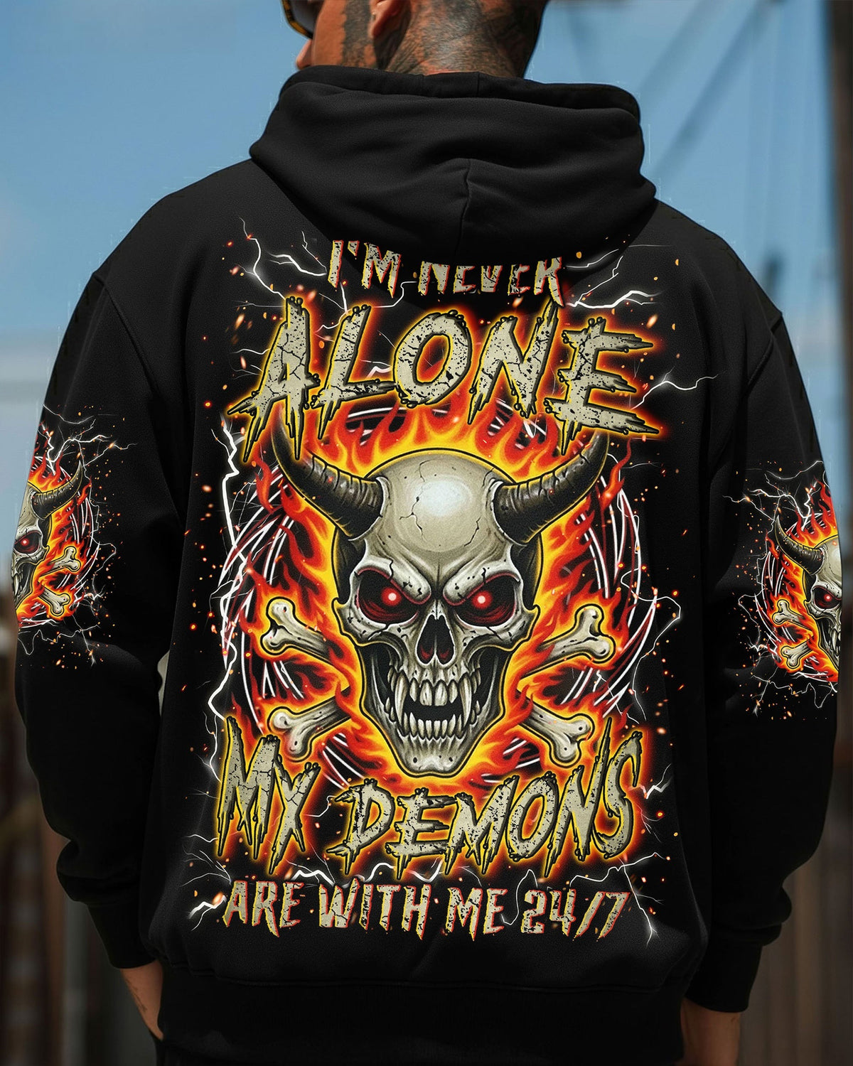 BLISSCORNERS I'M NEVER ALONE SKULL DEMON ALL OVER PRINT