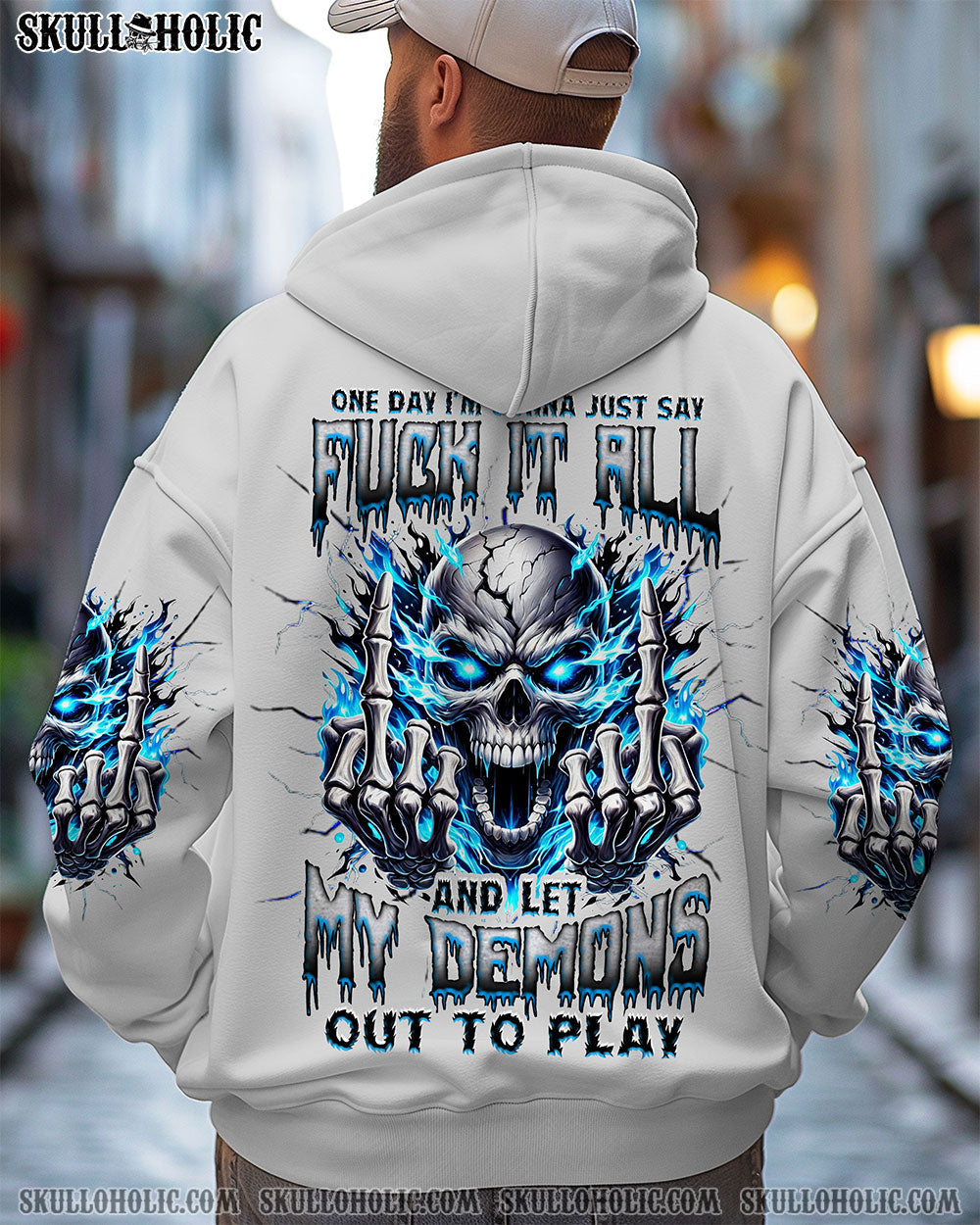 BLISSCORNERS ONE DAY I'M GONNA JUST SAY DEMON SKULL ALL OVER PRINT