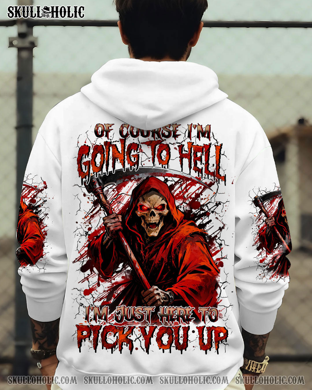 BLISSCORNERS OF COURSE I'M GOING TO HELL SKULL ALL OVER PRINT