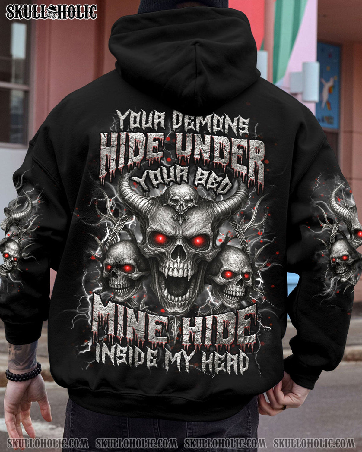 BLISSCORNERS YOUR DEMONS HIDE UNDER YOUR BED SKULL ALL OVER PRINT