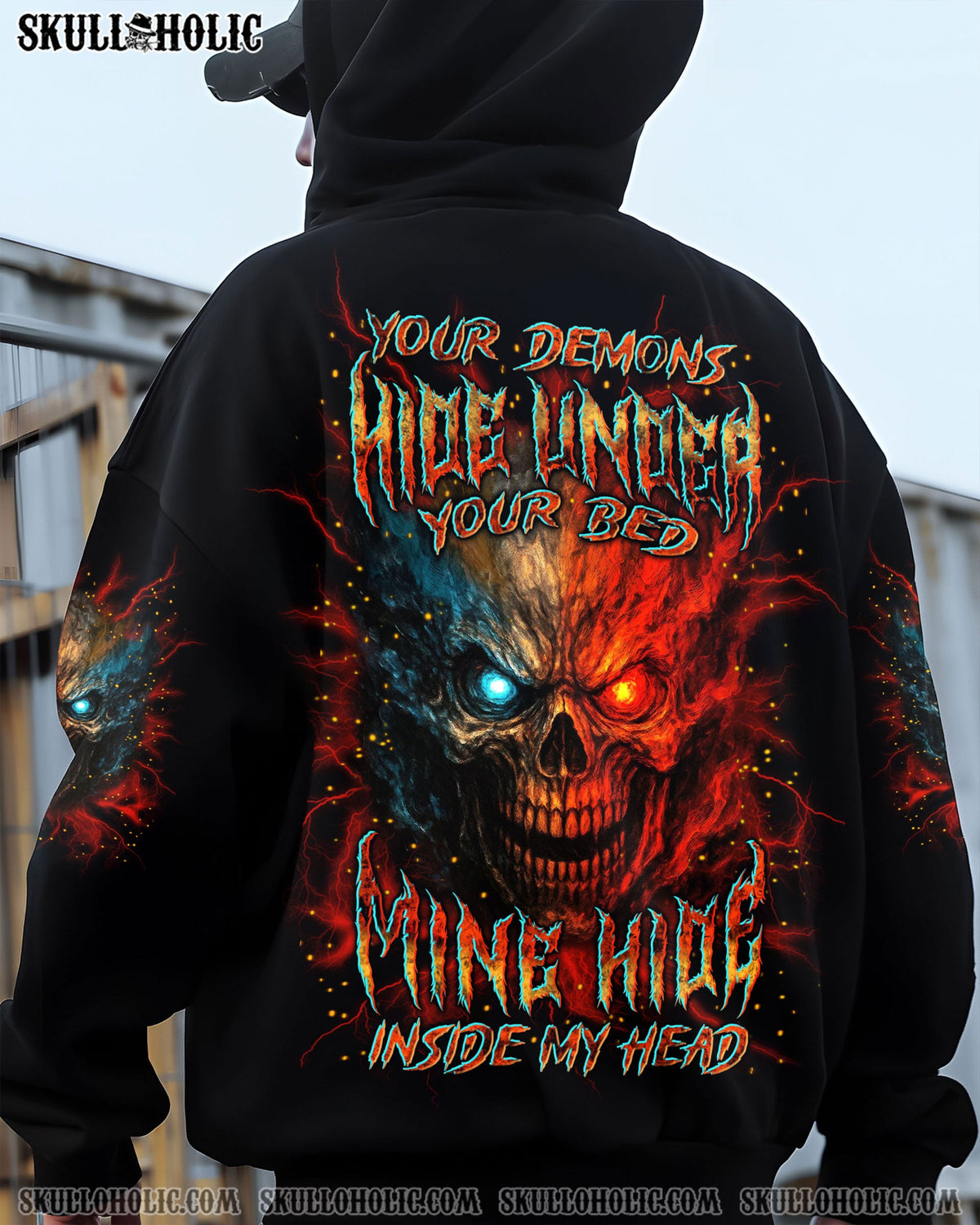 BLISSCORNERS YOUR DEMONS HIDE UNDER YOUR BED SKULL ALL OVER PRINT