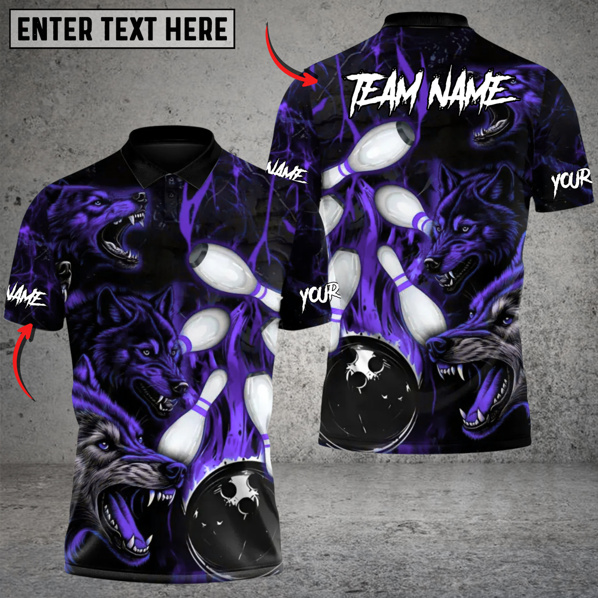 Blisscorners Crimson Howl: Strike Night Bowling Multicolor Customized Name, Team Name 3D Shirts