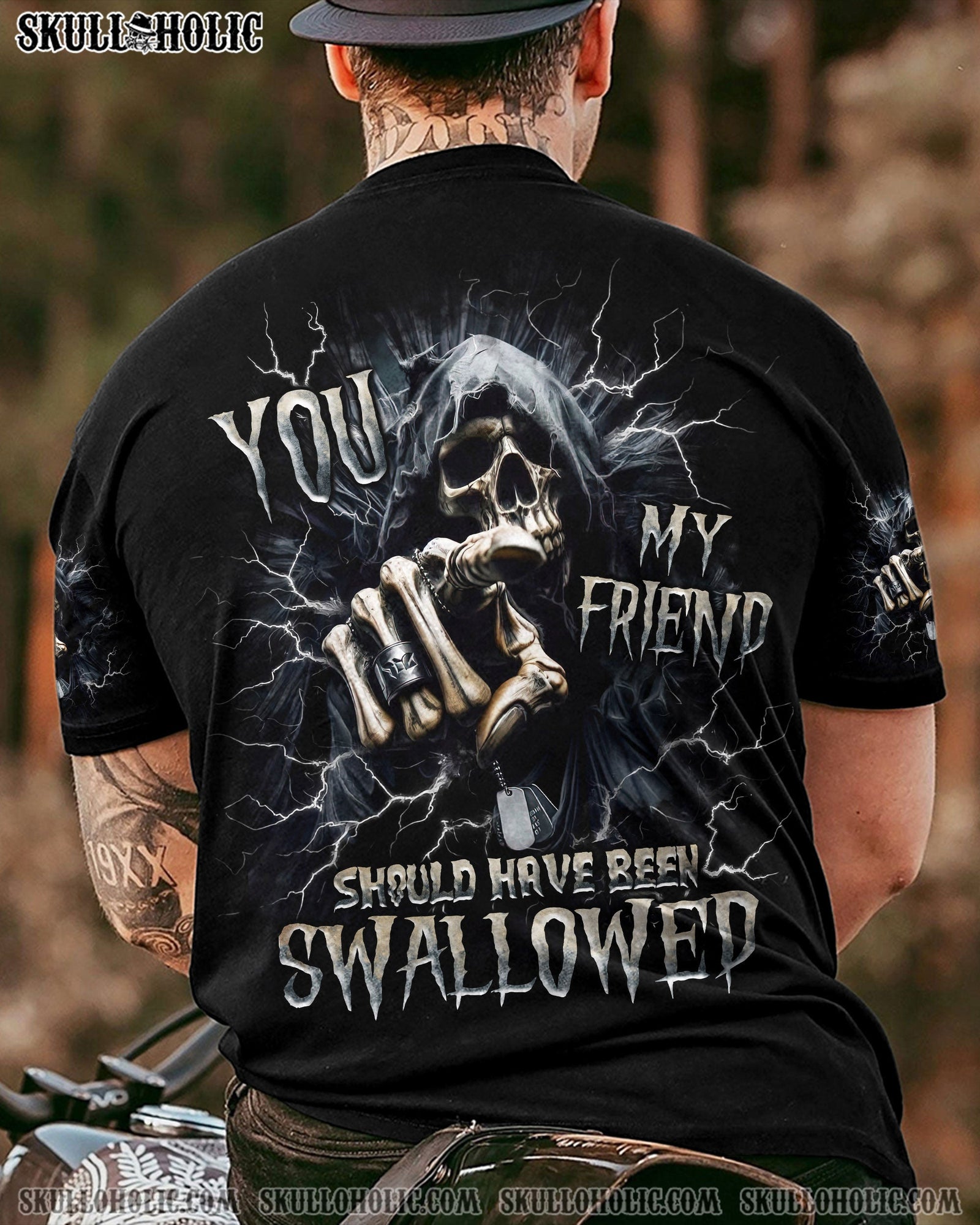 BLISSCORNERS YOU MY FRIEND SHOULD HAVE BEEN SWALLOWED REAPER ALL OVER PRINT