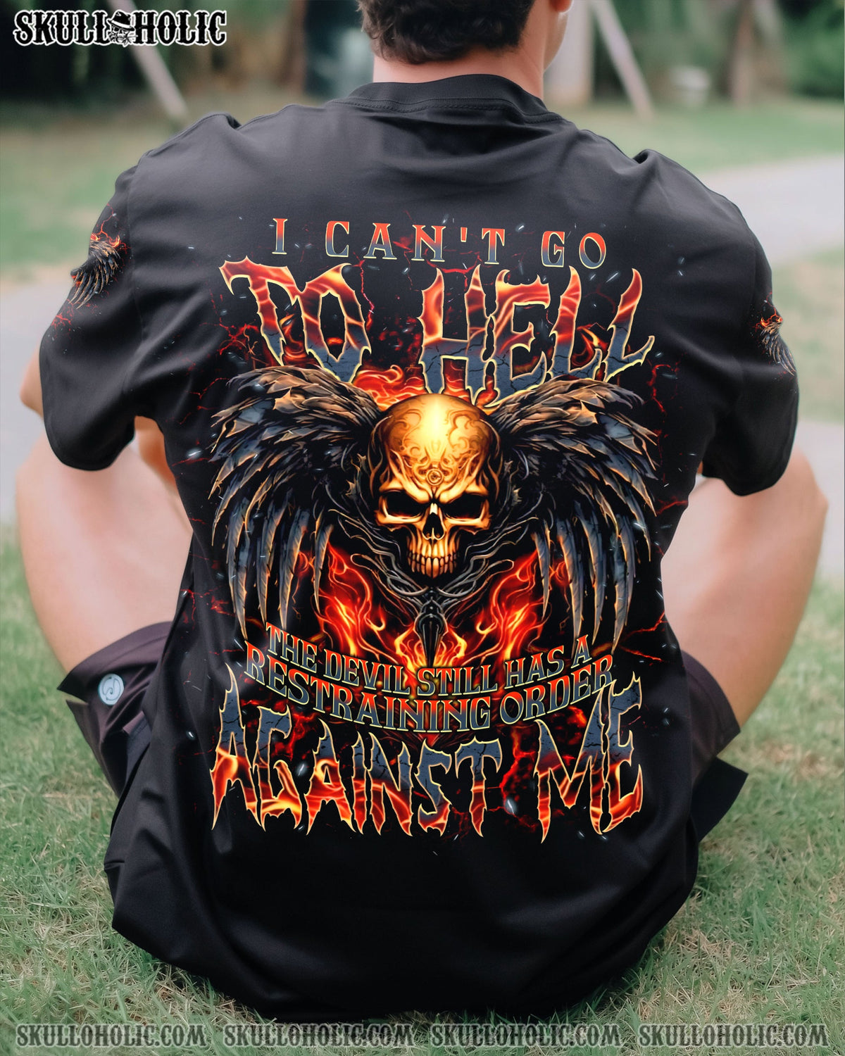 BLISSCORNERS I CAN'T GO TO HELL SKULL WINGS ALL OVER PRINT
