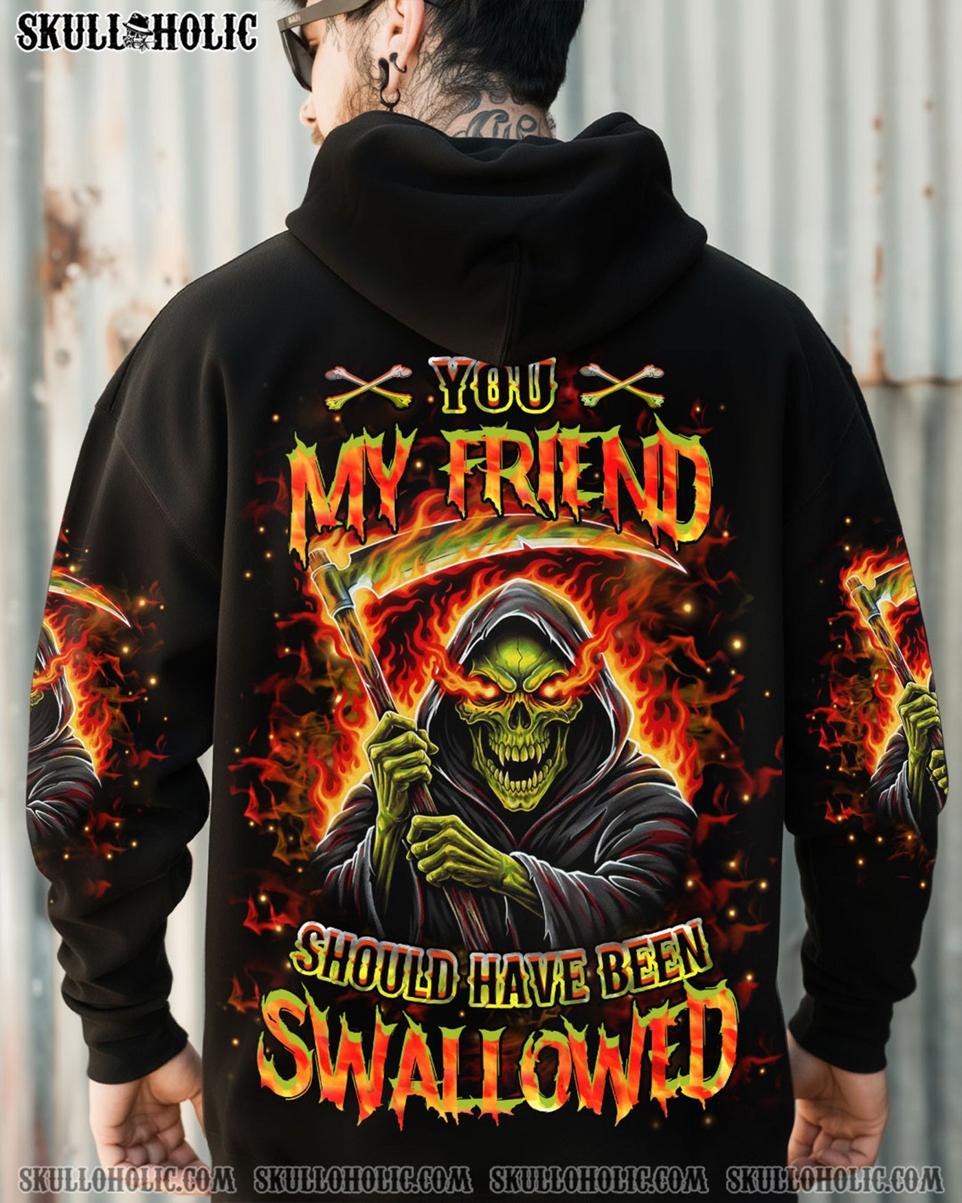 BLISSCORNERS YOU MY FRIEND SHOULD HAVE BEEN SWALLOWED REAPER ALL OVER PRINT