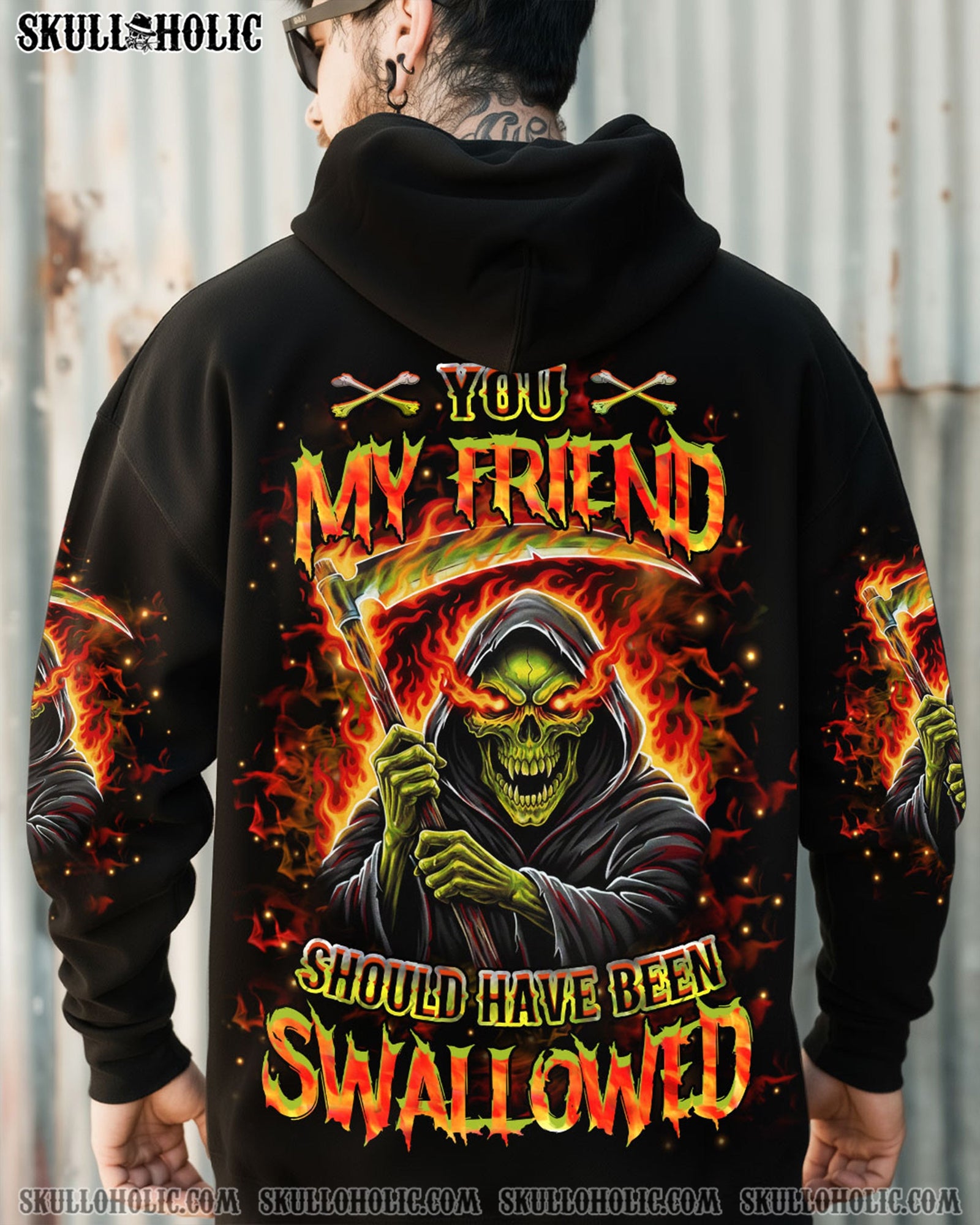 BLISSCORNERS YOU MY FRIEND SHOULD HAVE BEEN SWALLOWED REAPER ALL OVER PRINT