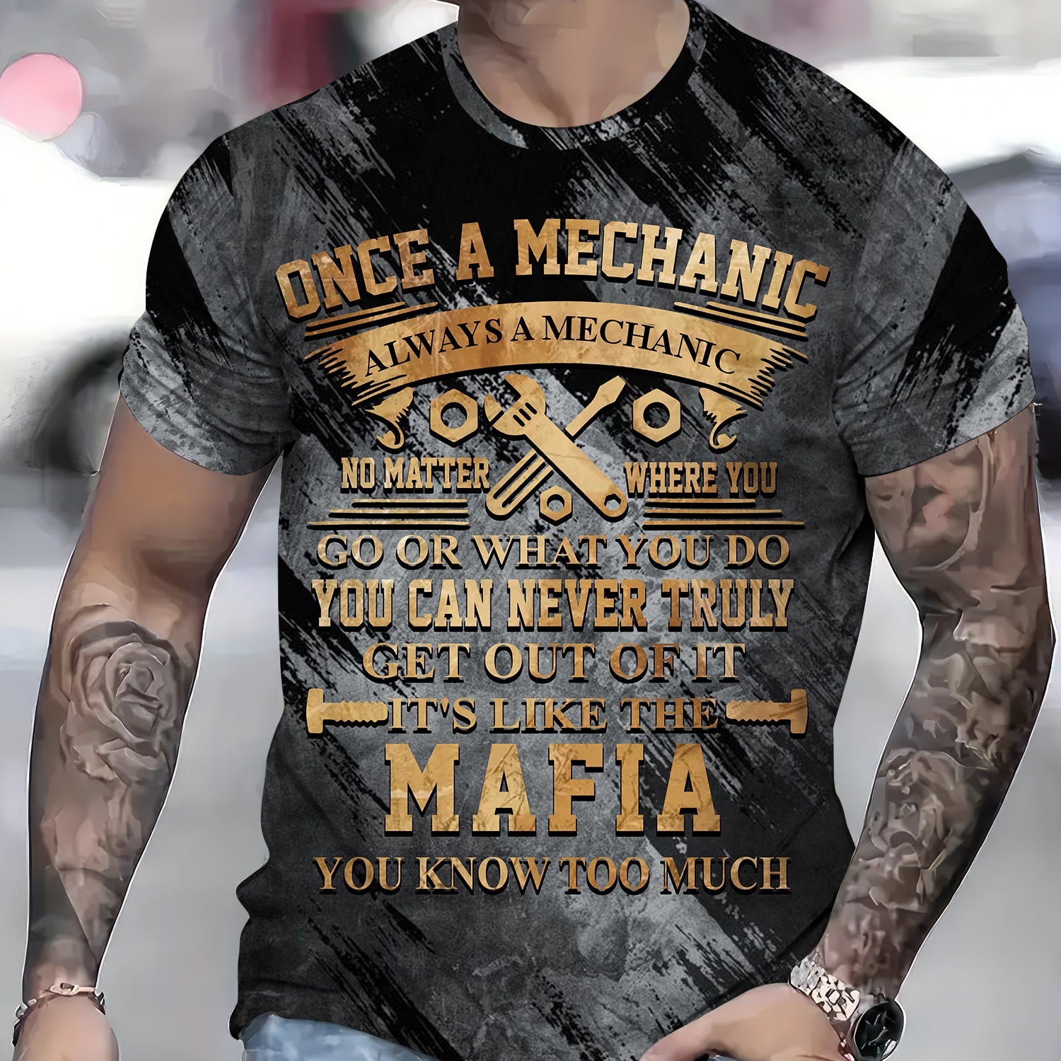 Blisscorners Vintage Mechanic Unisex T Shirt Once A Mechanic Always A Mechanic Shirt All Over Print