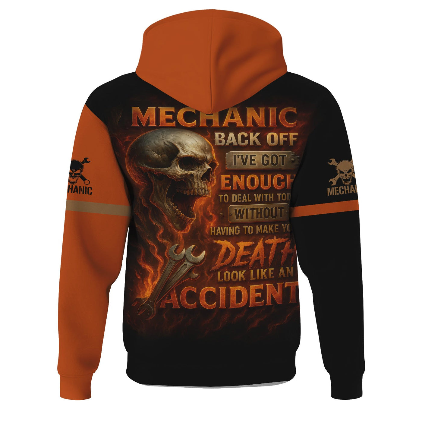 Blisscorners Personalized T-Shirt Back Off I've Got Enough To Deal With Today Grim Reaper Design Shirt For Mechanics