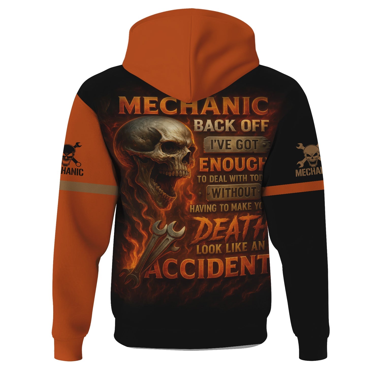Blisscorners Personalized T-Shirt Back Off I've Got Enough To Deal With Today Grim Reaper Design Shirt For Mechanics