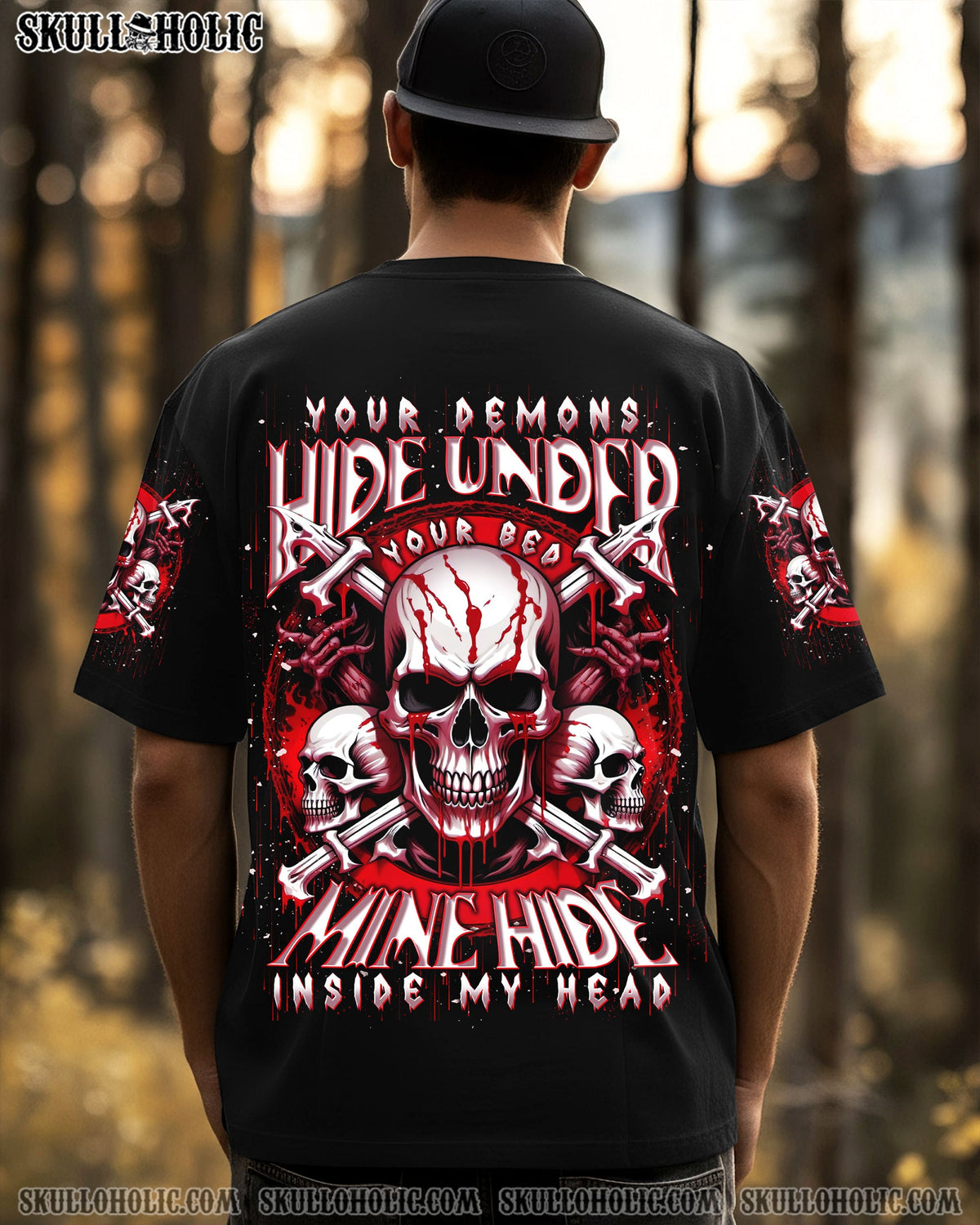 BLISSCORNERS YOUR DEMONS HIDE UNDER YOUR BED SKULL ALL OVER PRINT