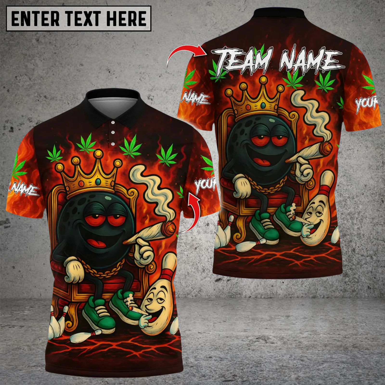 Blisscorners Bowling King Smoking Ball Multicolor Customized Name, Team Name 3D Shirts