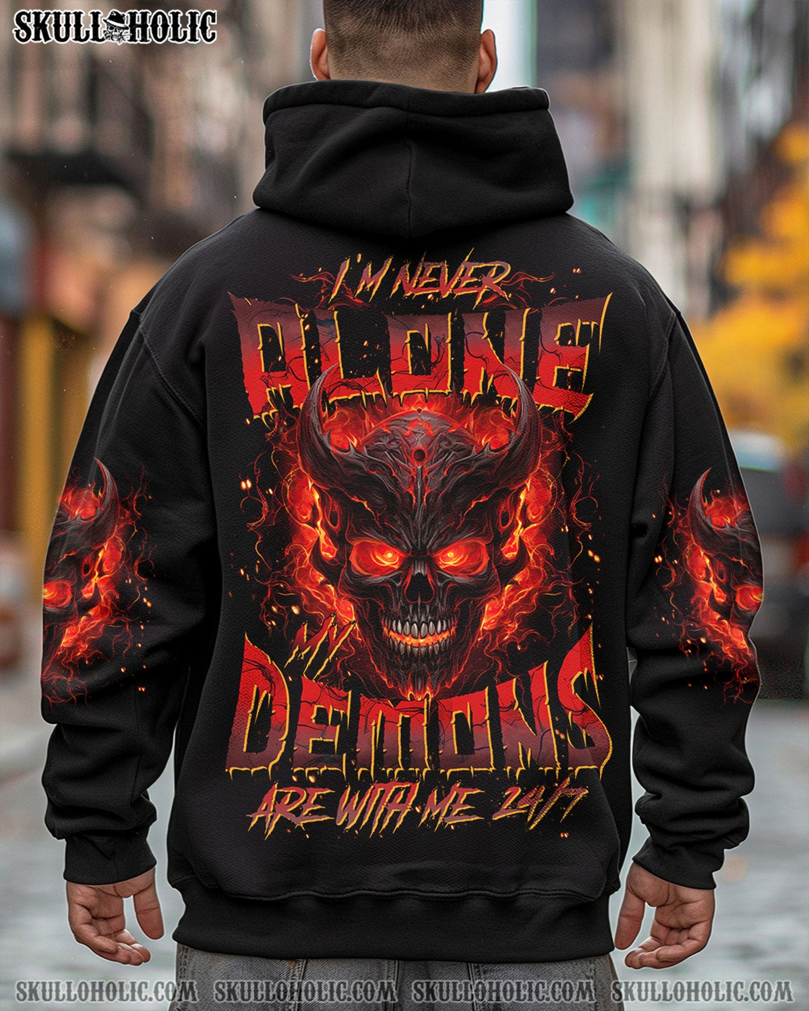 BLISSCORNERS I'M NEVER ALONE DEMONS ALL OVER PRINT