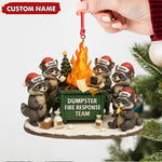 Blisscorners Personalized Dumpster Fire Response Team Christmas Ornament, Custom Name Raccoon Office Crew Gift, Funny Workplace Dumpster Fire Holiday Decor