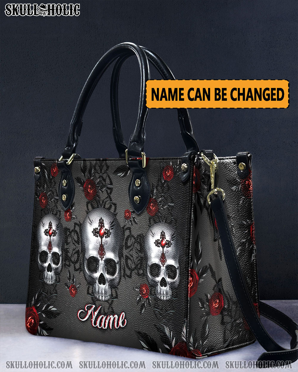 BLISSCORNERS DARK SKULL ROSE LEATHER HANDBAG