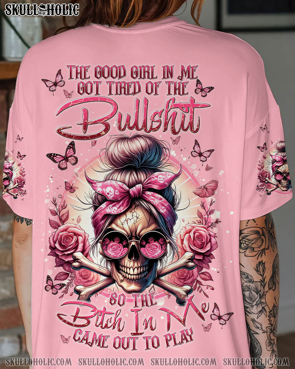 BLISSCORNERS THE GOOD GIRL IN ME MESSY BUN ALL OVER PRINT