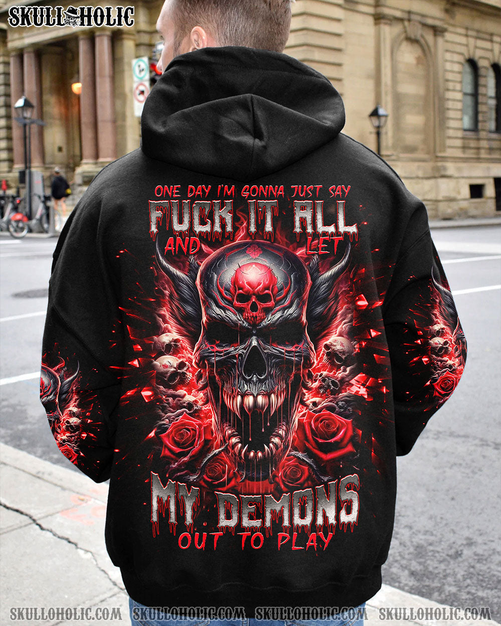 BLISSCORNERS ONE DAY I'M GONNA JUST SAY DEMON SKULL ALL OVER PRINT