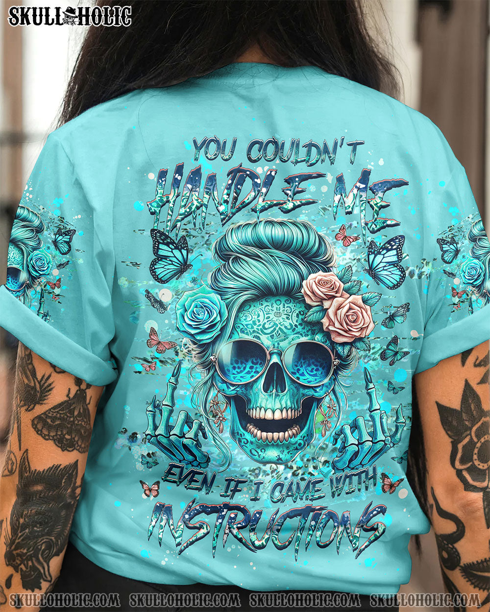 BLISSCORNERS ASSUMING I WAS LIKE MOST GIRLS MESSY BUN SKULL ALL OVER PRINT
