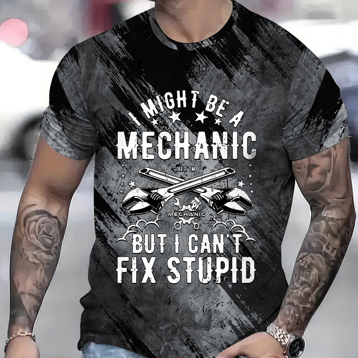 Blisscorners Vintage Mechanic Unisex T Shirt I Might Be A Mechanic Wrench Black Shirt All Over Print