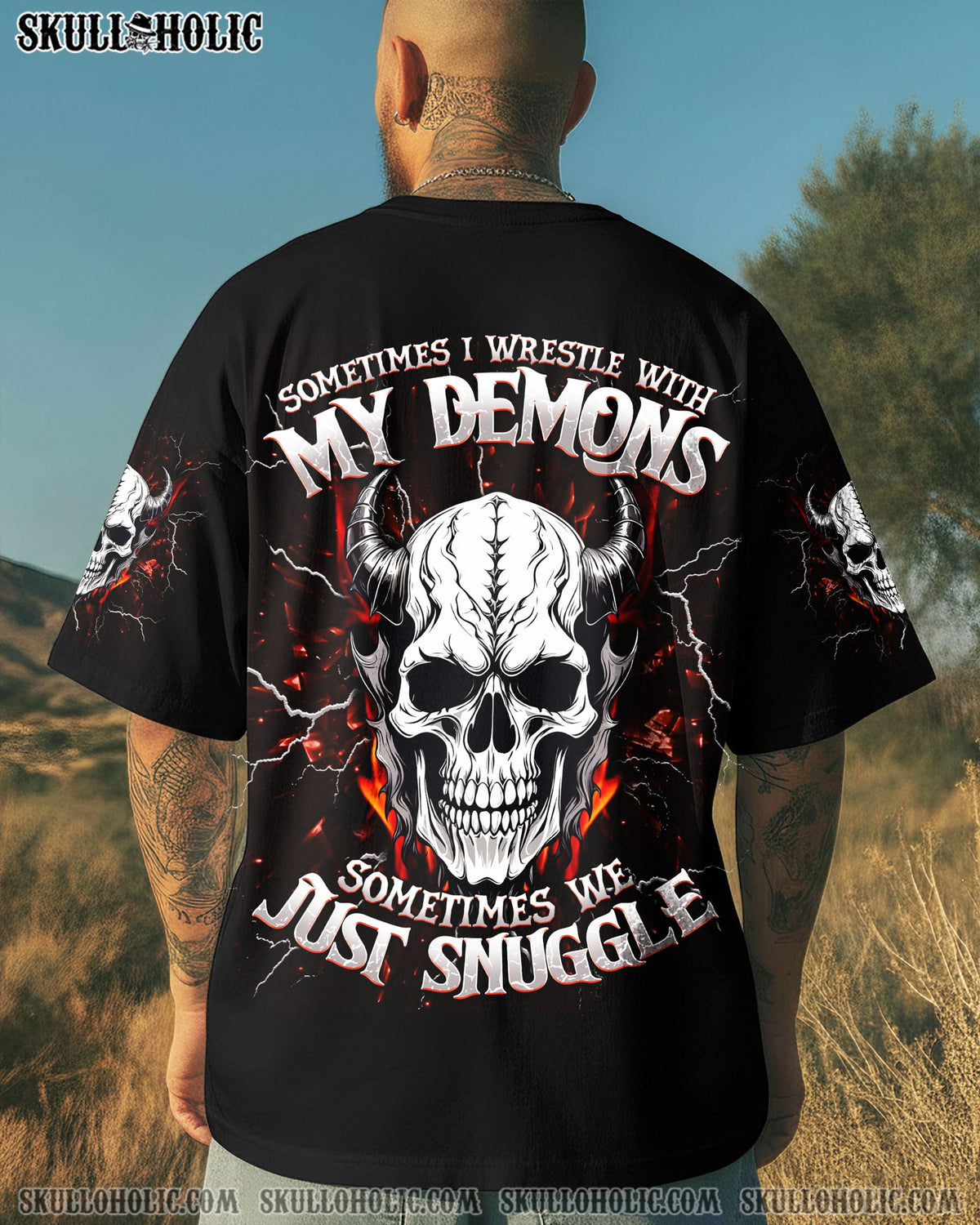 BLISSCORNERS SOMETIMES I WRESTLE WITH MY DEMONS ALL OVER PRINT
